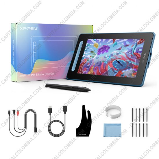 Tablas Digitalizadoras Wacom, Huion, Xp-Pen y otras, Marca: Xp-Pen - Display Digitalizador XP-Pen Artist 10 Azul Segunda Generación con lápiz 8K con chip x3 y área activa de 22.45cm x 12.67cm