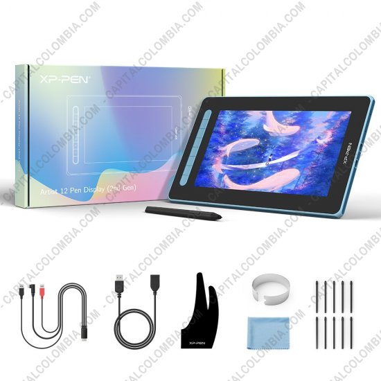 Tablas Digitalizadoras Wacom, Huion, Xp-Pen y otras, Marca: Xp-Pen - Display Digitalizador XP-Pen Artist 12 Azul Segunda Generación con lápiz 8K con chip x3 y área activa de 26.32cm x 14.81cm