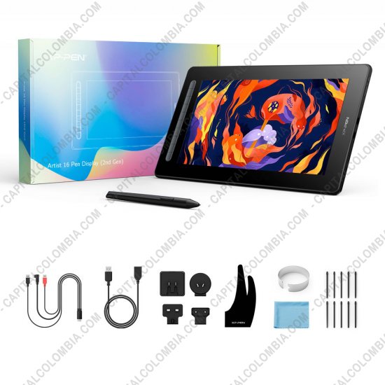 Tablas Digitalizadoras Wacom, Huion, Xp-Pen y otras, Marca: Xp-Pen - Display Digitalizador XP-Pen Artist 16 Segunda Generación color Negro con lápiz 8K con chip x3 y área activa de 34.1cm x 19.18cm