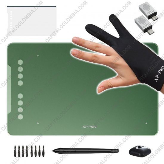 Tablas Digitalizadoras Wacom, Huion, Xp-Pen y otras, Marca: Xp-Pen - Tabla Digitalizadora XP-Pen Deco 01 v2 color verde con lápiz 8K y área activa de 25.4cm x 15.87cm