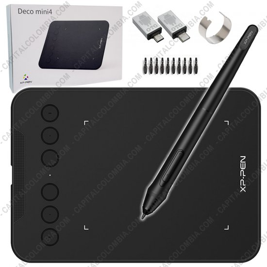 Tablas Digitalizadoras Wacom, Huion, Xp-Pen y otras, Marca: Xp-Pen - Tabla Digitalizadora XP-Pen Deco Mini4 con lápiz 8K - área activa de 10.16cm x 7.62cms - Reemplazará G430S