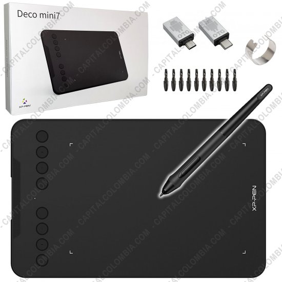 Tablas Digitalizadoras Wacom, Huion, Xp-Pen y otras, Marca: Xp-Pen - Tabla Digitalizadora XP-Pen Deco Mini7 con lápiz 8K - área activa de 17.78cm x 11.11cm - Reemplaza G640S