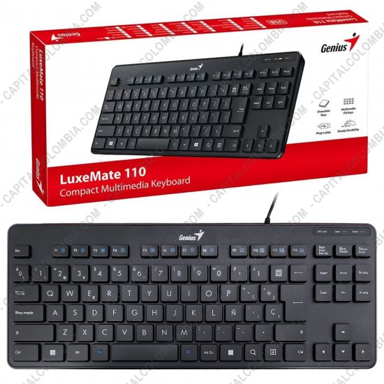 Teclados y Mouse para Gamers, Oficina y Hogar, Webcams y Diademas, Marca: Genius - Mini Teclado de marca Genius modelo LuxeMate 110 en Español