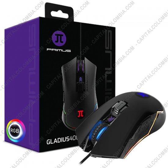 Teclados y Mouse para Gamers, Oficina y Hogar, Webcams y Diademas, Marca: Primus - Mouse Gamer marca Primus - Gladius 4000T - Rgb - 6 Botones - 4000 DPI - PMO101