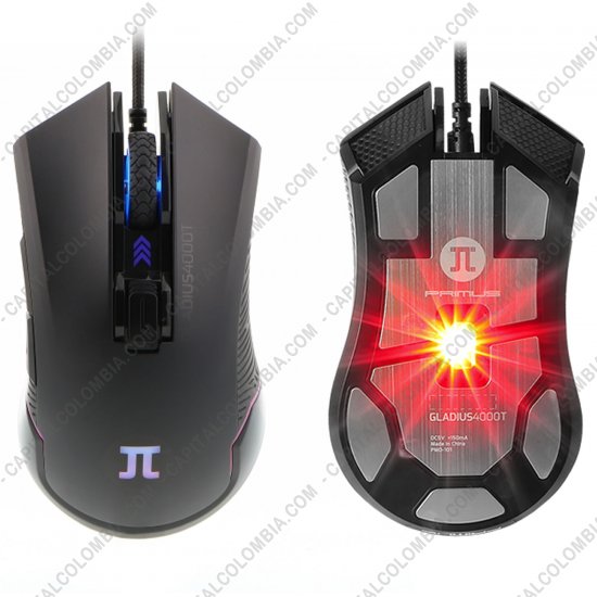 Teclados y Mouse para Gamers, Oficina y Hogar, Webcams y Diademas, Marca: Primus - Mouse Gamer marca Primus - Gladius 4000T - Rgb - 6 Botones - 4000 DPI - PMO101